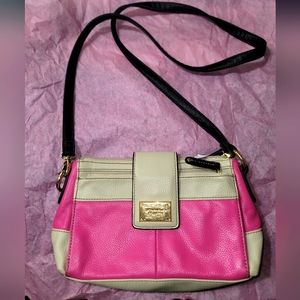 Tignanello Women's Pink Pebbled Leather Crossbody Shoulder Bag Very Nice